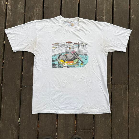 Vintage VTG 90’s Kliman Cat Single Stitch Graphic T-Shirt - Picture 1 of 8